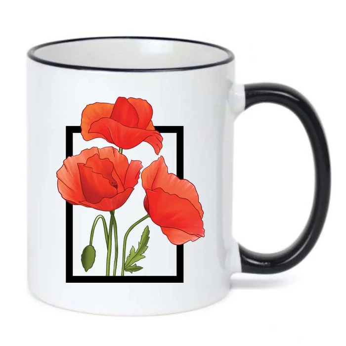 Poppy Flowers Black Color Changing Mug