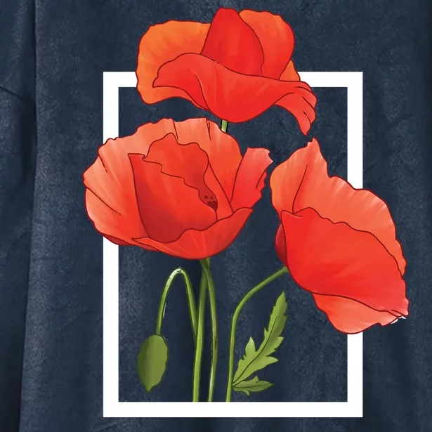 Poppy Flowers Hooded Wearable Blanket