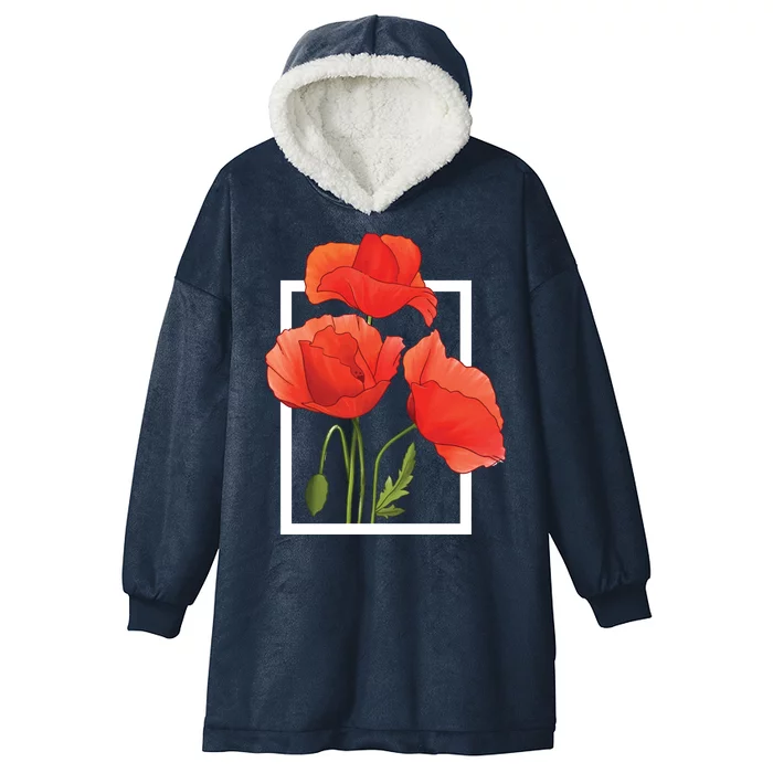 Poppy Flowers Hooded Wearable Blanket