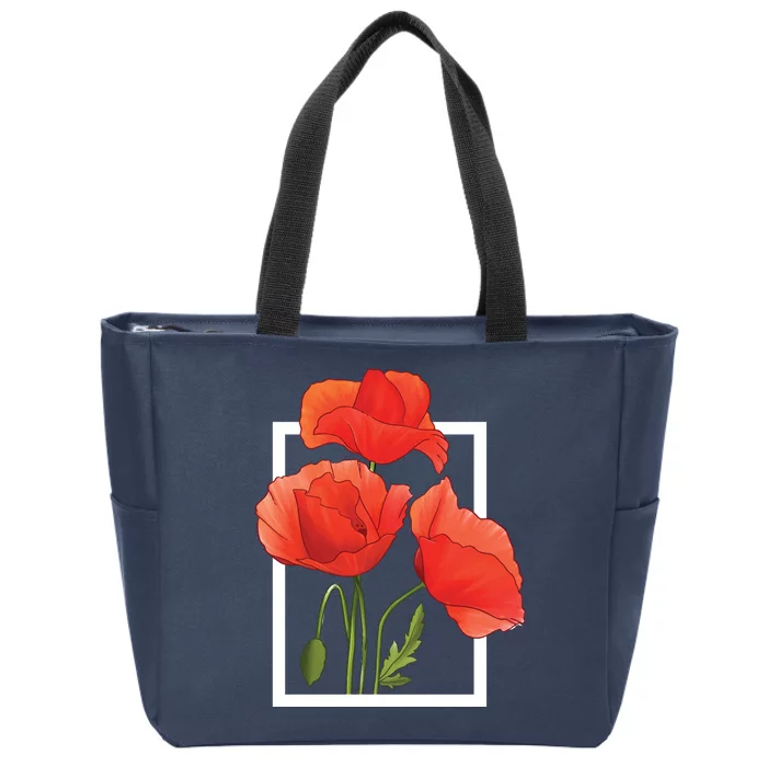 Poppy Flowers Zip Tote Bag