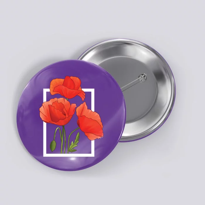 Poppy Flowers Button