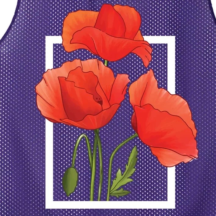 Poppy Flowers Mesh Reversible Basketball Jersey Tank