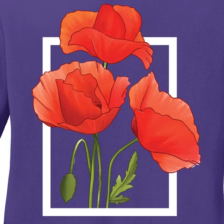 Poppy Flowers Ladies Long Sleeve Shirt