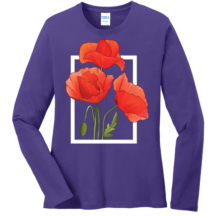 Poppy Flowers Ladies Long Sleeve Shirt