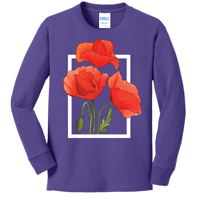 Poppy Flowers Kids Long Sleeve Shirt