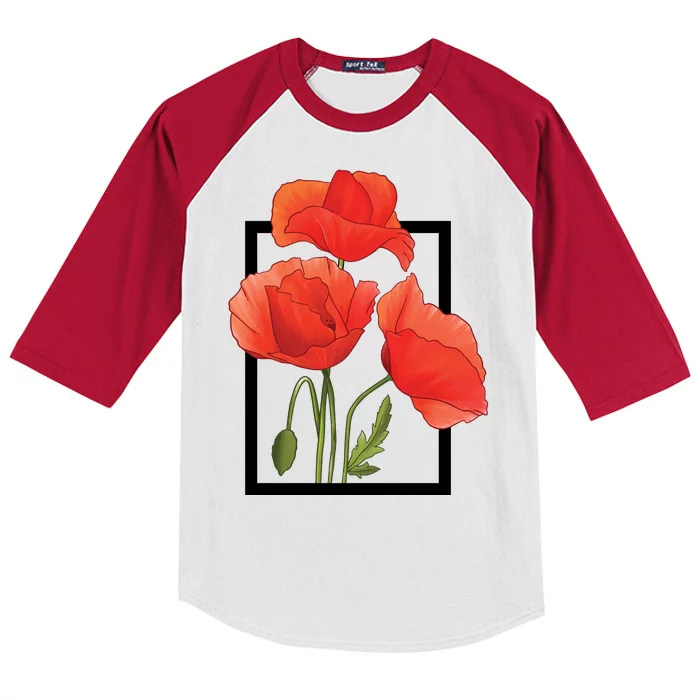 Poppy Flowers Kids Colorblock Raglan Jersey