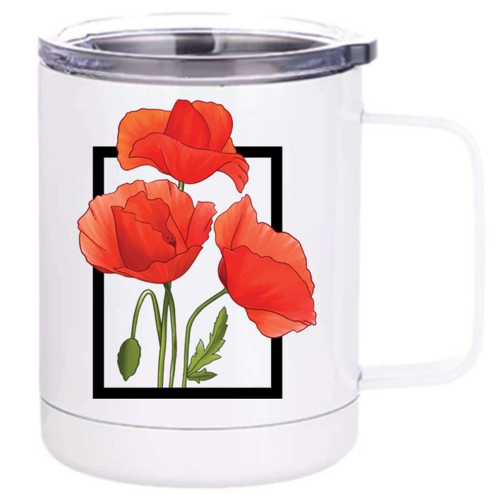 Poppy Flowers Front & Back 12oz Stainless Steel Tumbler Cup