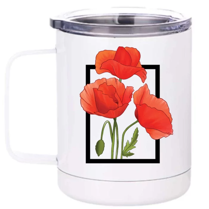 Poppy Flowers Front & Back 12oz Stainless Steel Tumbler Cup