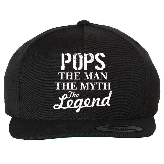 Pops The Man Myth Legend Wool Snapback Cap