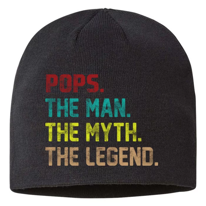 Pops The Man The Myth The Legend Funny Grandpa 8 1/2in Sustainable Knit Beanie