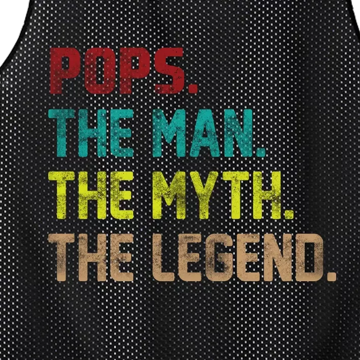 Pops The Man The Myth The Legend Funny Grandpa Mesh Reversible Basketball Jersey Tank