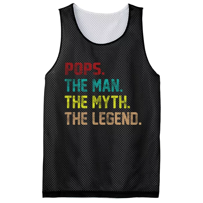 Pops The Man The Myth The Legend Funny Grandpa Mesh Reversible Basketball Jersey Tank