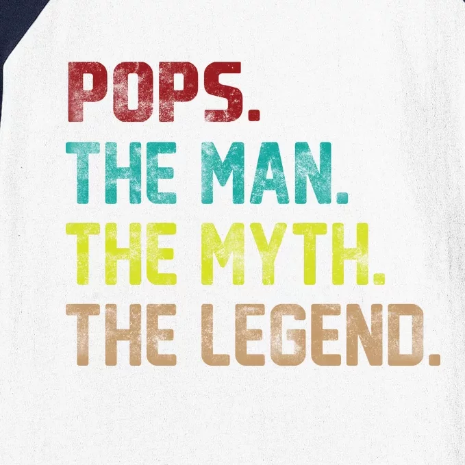 Pops The Man The Myth The Legend Funny Grandpa Baseball Sleeve Shirt