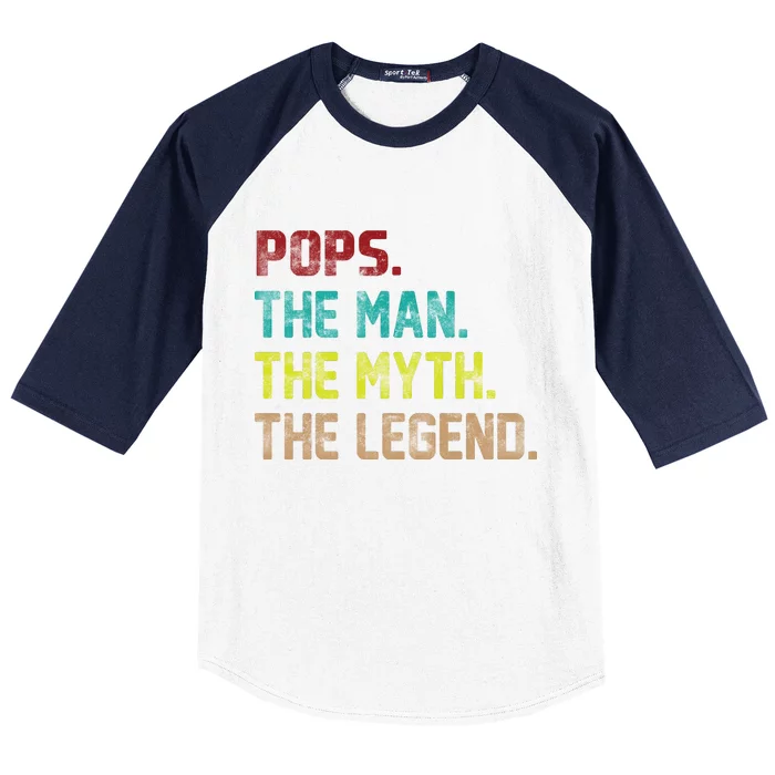 Pops The Man The Myth The Legend Funny Grandpa Baseball Sleeve Shirt