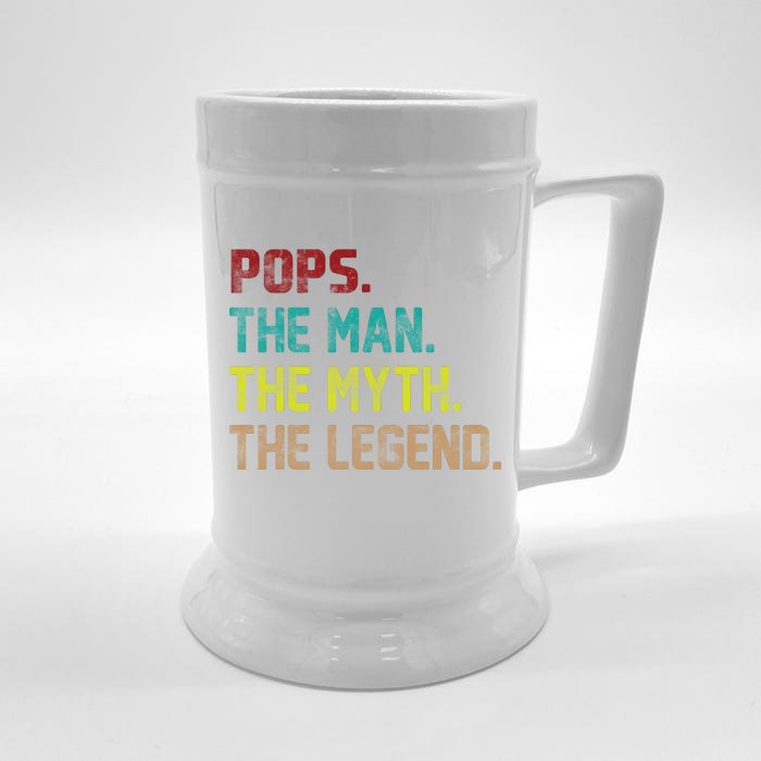 Pops The Man The Myth The Legend Funny Grandpa Front & Back Beer Stein