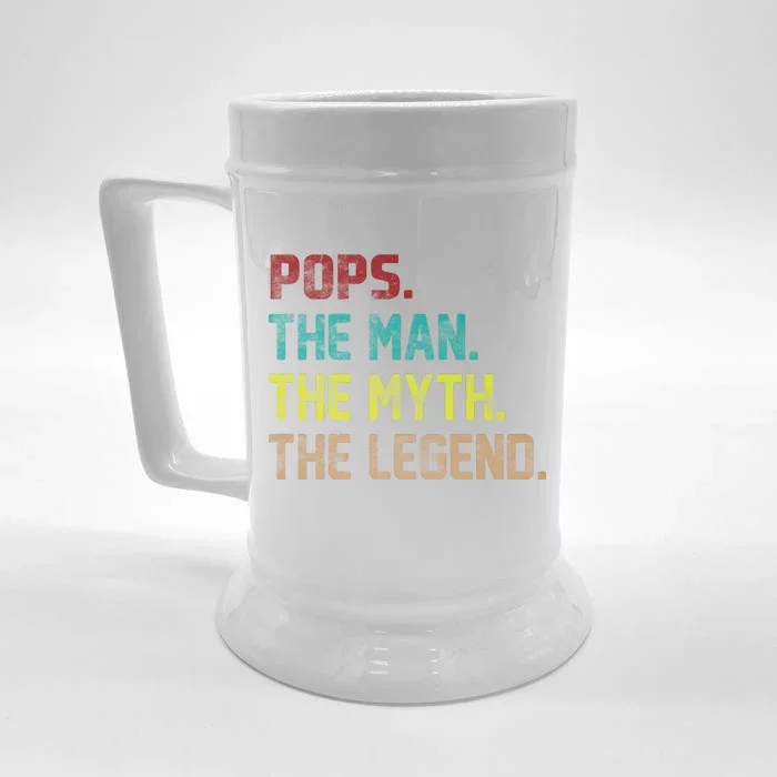 Pops The Man The Myth The Legend Funny Grandpa Front & Back Beer Stein