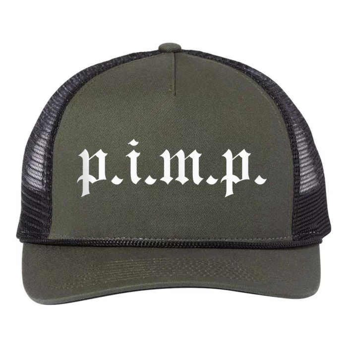 PIMP - Oldschool Rapper Pimpin ain't easy p.i.m.p. Retro Rope Trucker Hat Cap