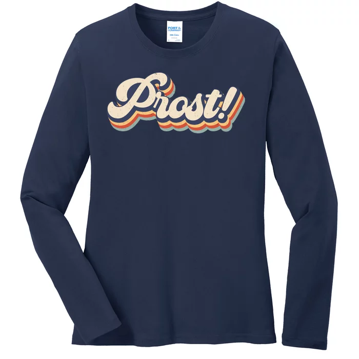 Prost Oktoberfest Retro Groovy Ladies Long Sleeve Shirt