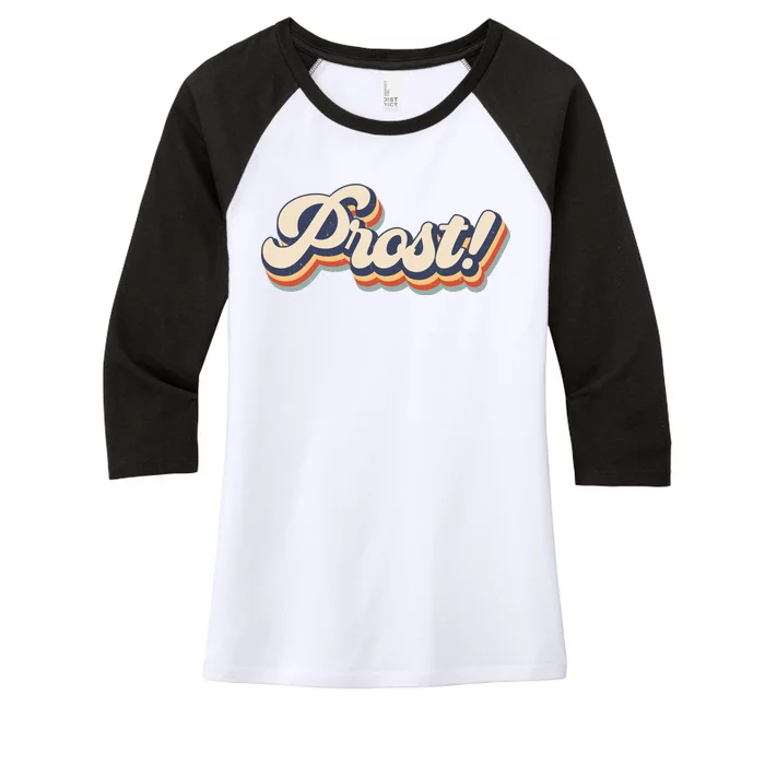 Prost Oktoberfest Retro Groovy Women's Tri-Blend 3/4-Sleeve Raglan Shirt