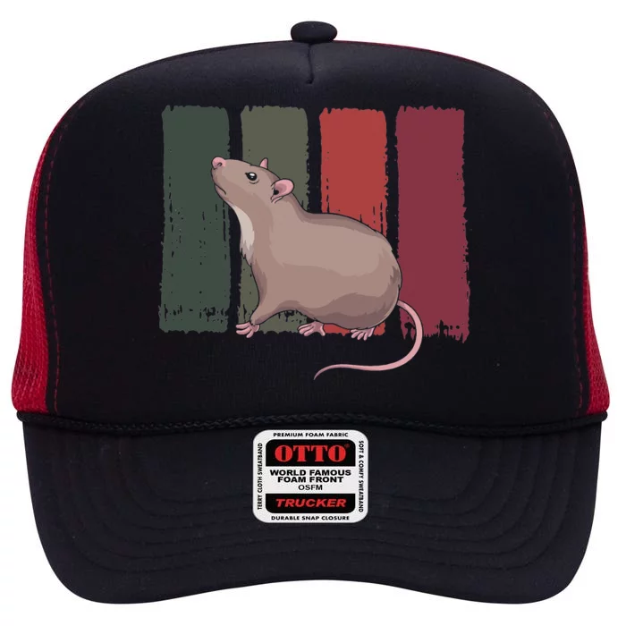 Pet Owner Rodent Animal Lover Retro Rat High Crown Mesh Trucker Hat