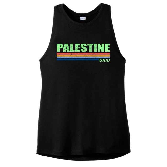 Palestine Ohio Retro Ladies Tri-Blend Wicking Tank