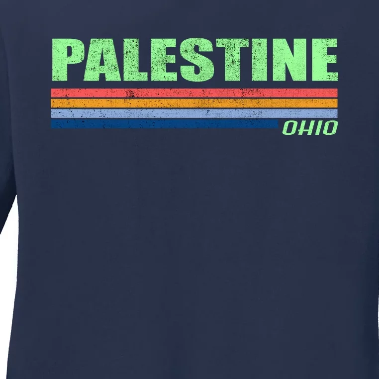 Palestine Ohio Retro Ladies Long Sleeve Shirt