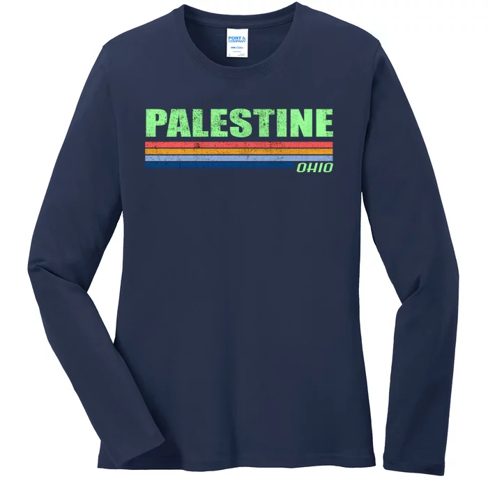 Palestine Ohio Retro Ladies Long Sleeve Shirt