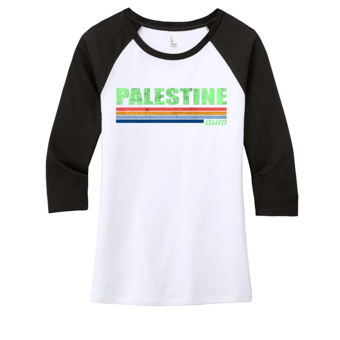 Palestine Ohio Retro Women's Tri-Blend 3/4-Sleeve Raglan Shirt