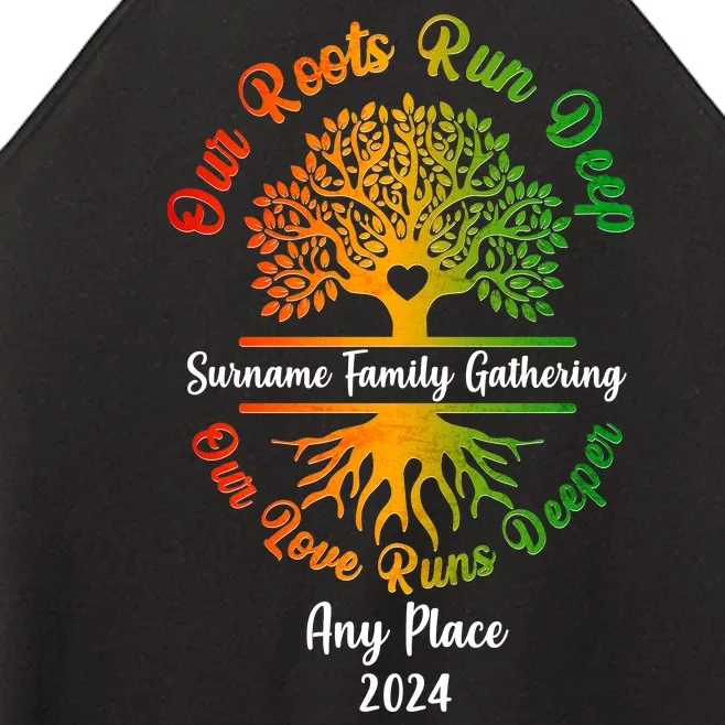 Personalize Our Roots Run Deep Family Reunion Custom Women’s Perfect Tri Rocker Tank