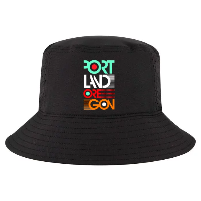 Portland Oregon Retro Typography Cool Comfort Performance Bucket Hat