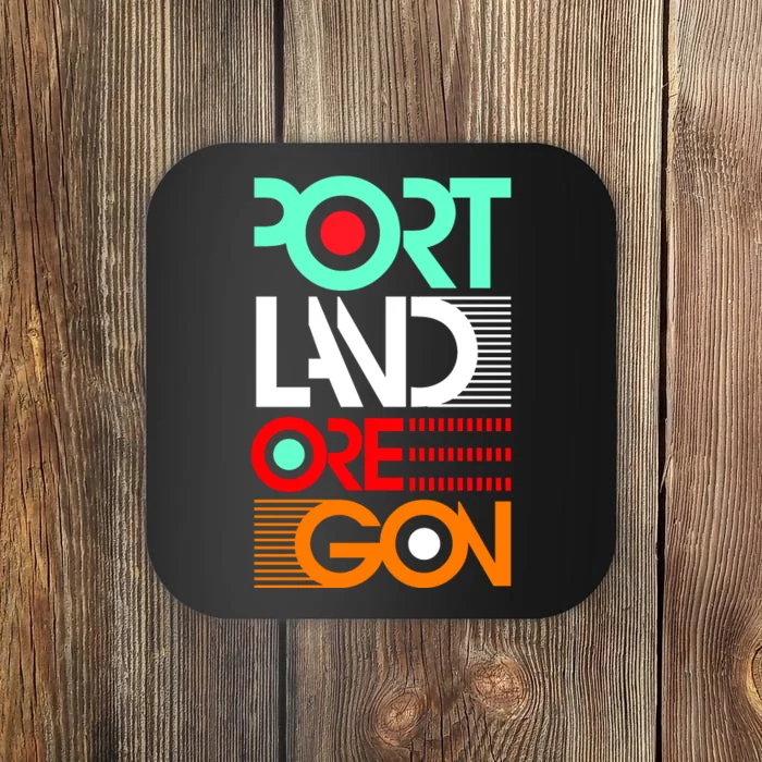 Portland Oregon Retro Typography Coaster