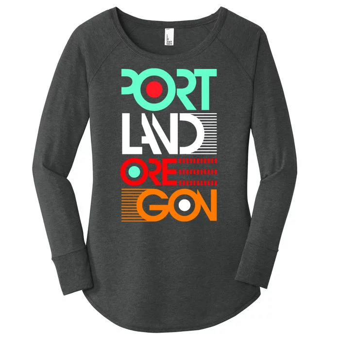 Portland Oregon Retro Typography Women's Perfect Tri Tunic Long Sleeve Shirt