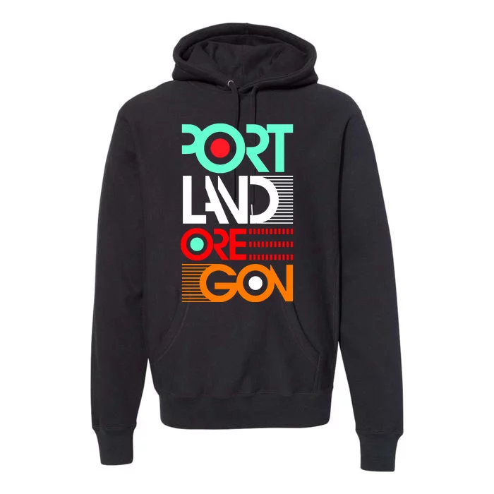 Portland Oregon Retro Typography Premium Hoodie