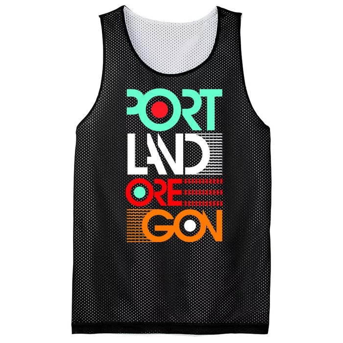 Portland Oregon Retro Typography Mesh Reversible Basketball Jersey Tank