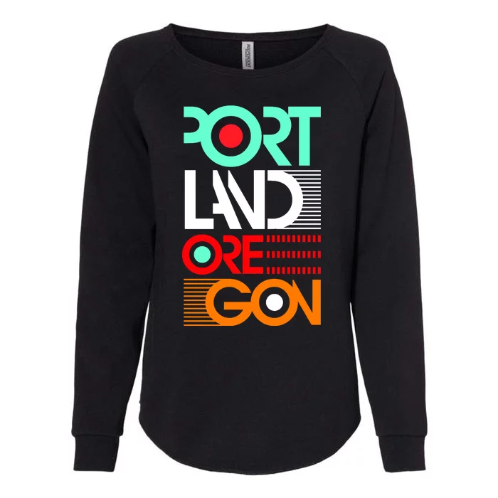 Portland Oregon Retro Typography Womens California Wash Sweatshirt