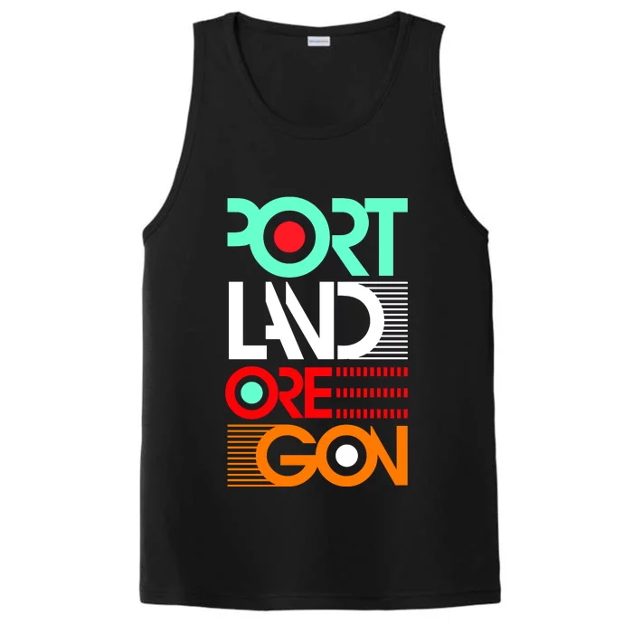 Portland Oregon Retro Typography Performance Tank