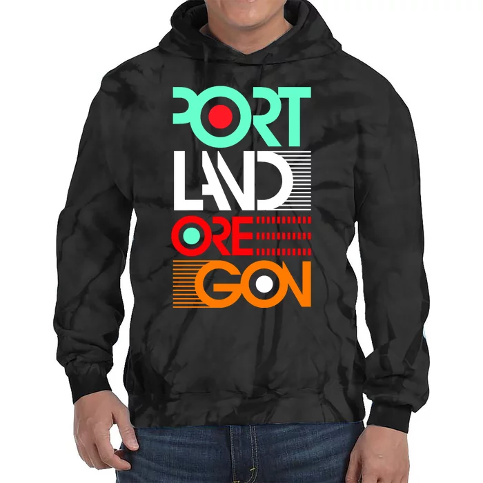 Portland Oregon Retro Typography Tie Dye Hoodie