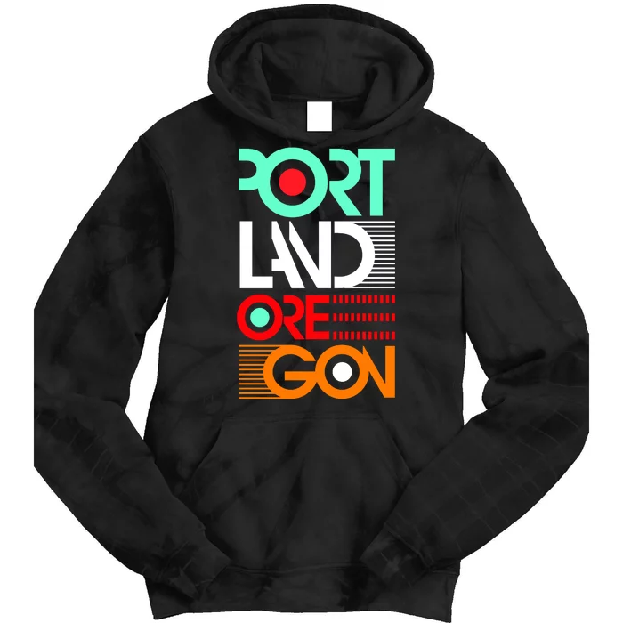 Portland Oregon Retro Typography Tie Dye Hoodie