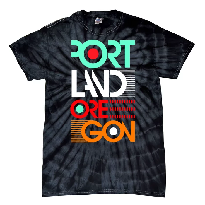 Portland Oregon Retro Typography Tie-Dye T-Shirt