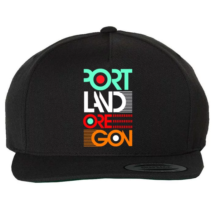 Portland Oregon Retro Typography Wool Snapback Cap