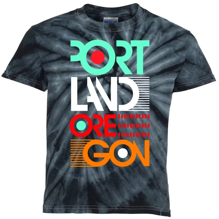 Portland Oregon Retro Typography Kids Tie-Dye T-Shirt