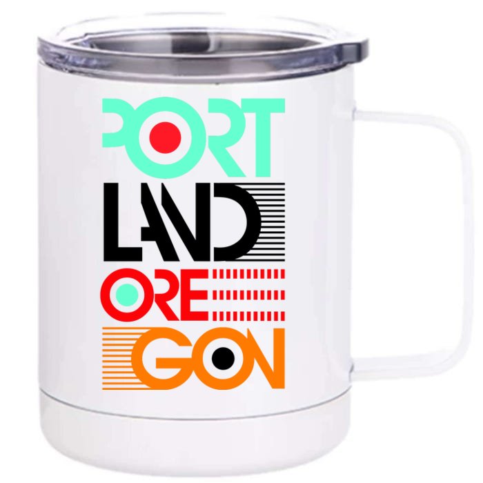 Portland Oregon Retro Typography Front & Back 12oz Stainless Steel Tumbler Cup