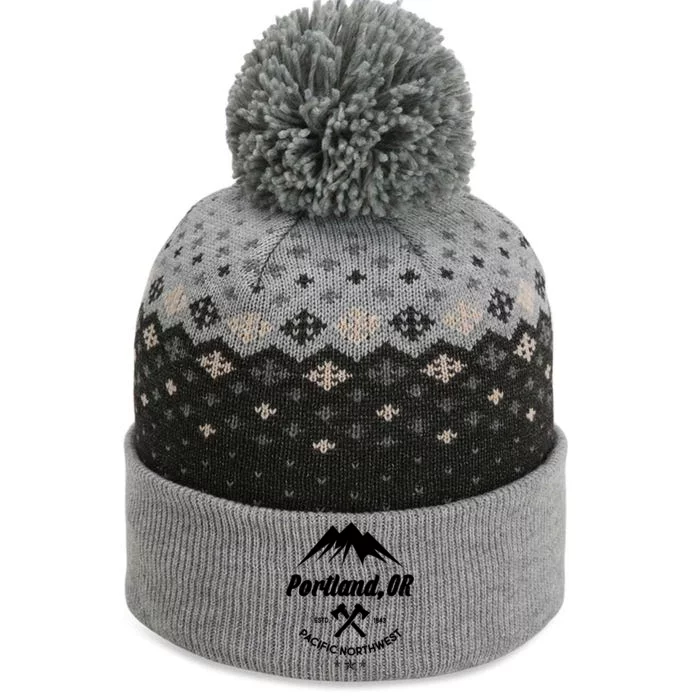 Portland Oregon Estd1843 Pacific Northwest The Baniff Cuffed Pom Beanie