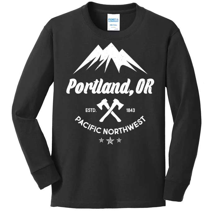 Portland Oregon Estd1843 Pacific Northwest Kids Long Sleeve Shirt