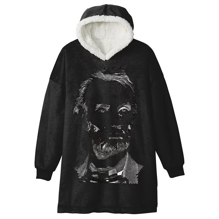 Portrait of Abraham Lincoln Hooded Wearable Blanket