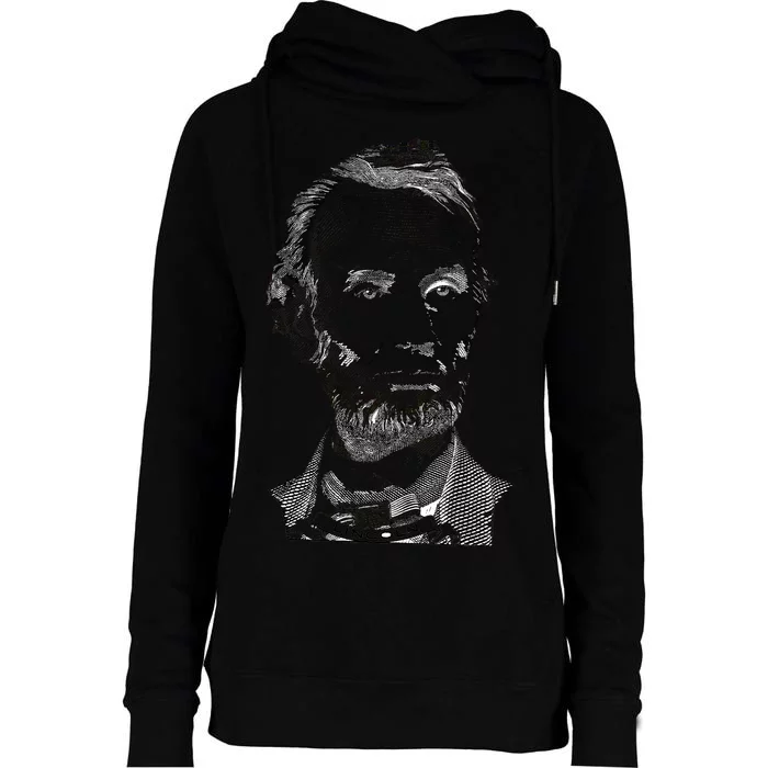 Portrait of Abraham Lincoln Womens Funnel Neck Pullover Hood