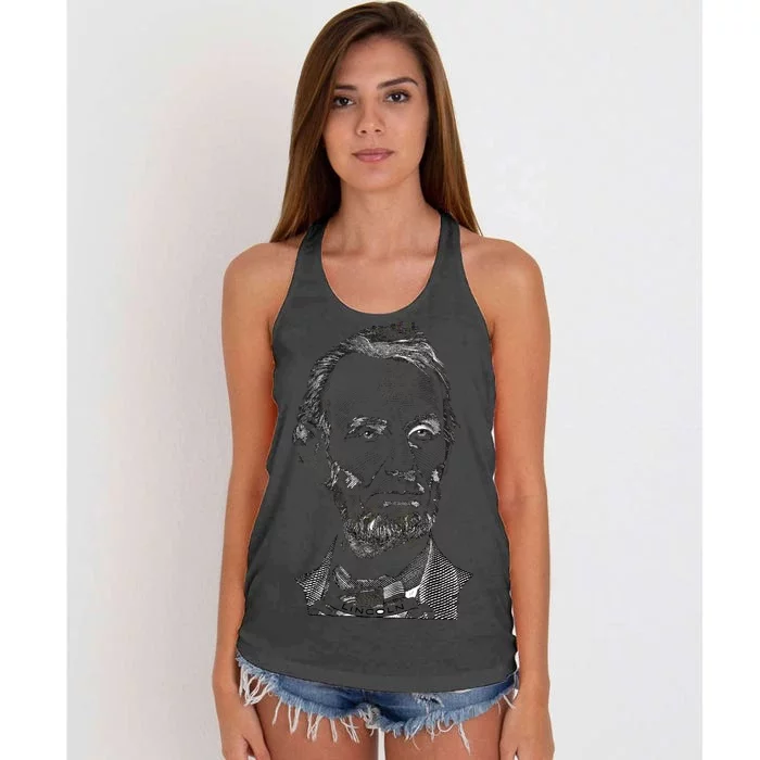 Portrait of Abraham Lincoln Women's Knotted Racerback Tank