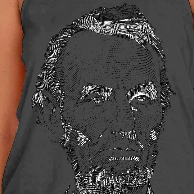 Portrait of Abraham Lincoln Women's Knotted Racerback Tank