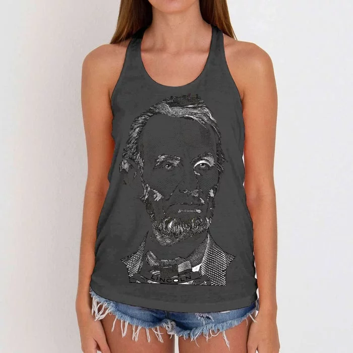 Portrait of Abraham Lincoln Women's Knotted Racerback Tank