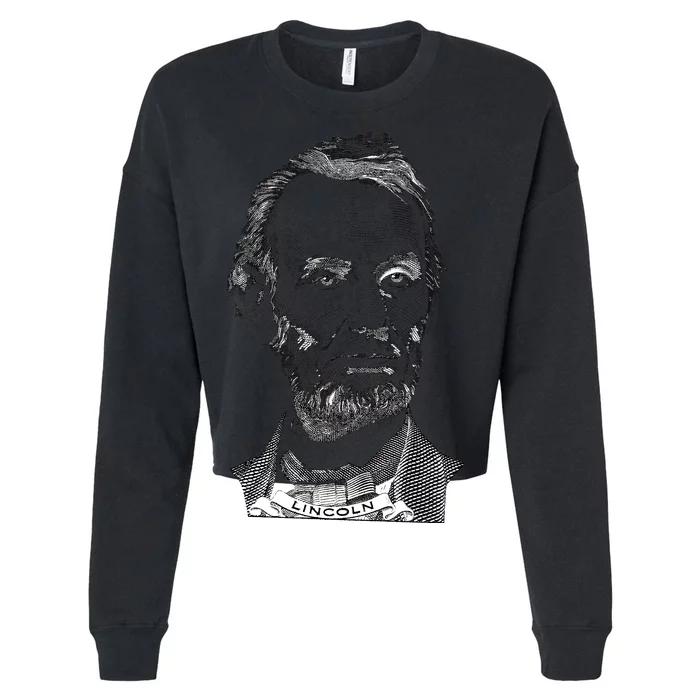 Portrait of Abraham Lincoln Cropped Pullover Crew